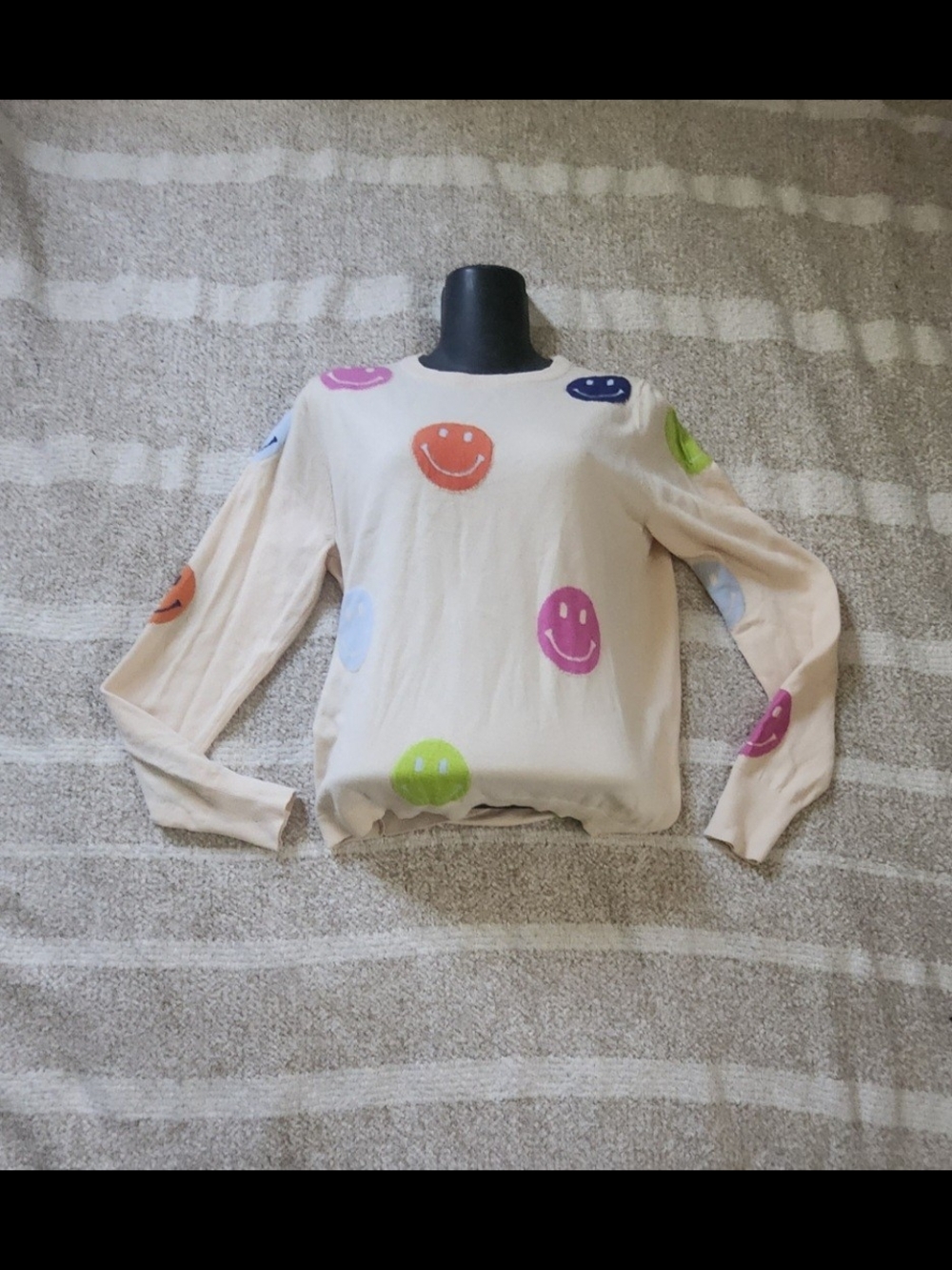 THML Cream Sweater with Multicolored Smiley Dots